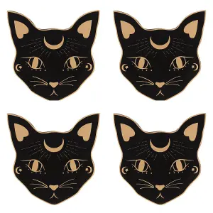 Something Different Mystic Mog Cat Face Coaster Set (Pack of 4) Black (One Size)