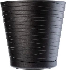 Plant Pot Flowerpot Wave Plastic Crystal Modern Decorative Black 13cm