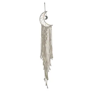 Lighting Collection Linba LED Ivory Macrame Moon Wall Hanging