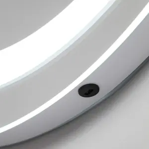 Litecraft Tay Silver LED Circular Bathroom Mirror Wall Light