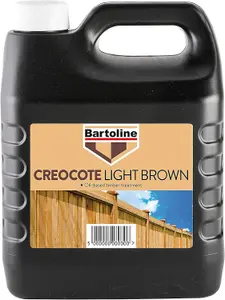 4 X Bartoline Creocote Light Brown Fence Wood Treatment 4L