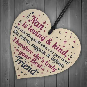 Red Ocean Gifts For Nan Birthday Christmas Wooden Heart Best Friend Gifts For Grandparent Plaque Keepsake