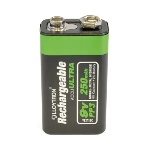 LLOYTRON NiMH Rechargeable AccuUltra Battery 9V(PP3) Size  250mAh  1 Pack