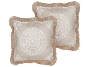 Set of 2 Cushions AGRIMONY 45 x 45 cm Oriental White