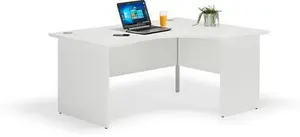 White Curved Executive Panel Leg Office Desk | Left Hand 1800mm Wide Curved Desk White