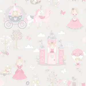 Galerie Tiny Tots 2 Grey Pinks Fairytale Smooth Wallpaper