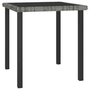 Berkfield Garden Dining Table Grey 70x70x73 cm Poly Rattan