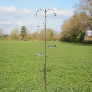 DIVCHI Bird Feeder With 2 Dishes, Bird Feeders Hanging Station, Bird Feeder Pole, Bird Feeding Station