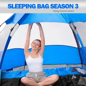 Sleeping Bags Adults 3 Season Backpacking Waterproof Hiking Camping Waterproof - Sky Blue