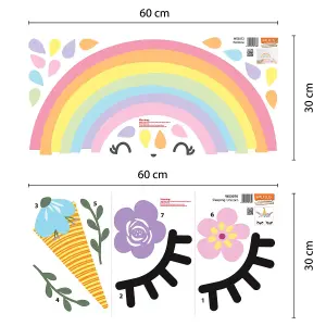 Walplus Sleeping Unicorn And Rainbow Kids Sticker PVC Multicoloured