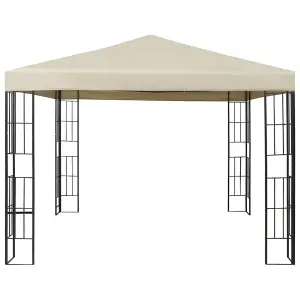 Berkfield Gazebo with LED String Lights 3x3 m Cream