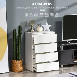 HOMCOM 4 Drawer Cabinet Storage Cupboard Sideboard Organiser Living Room White