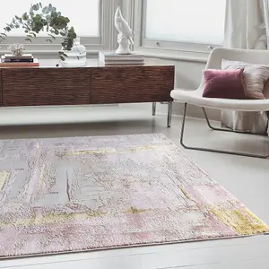 Pink Modern Easy To Clean Abstract Rug For Dining Room Bedroom And Living Room-120cm X 170cm