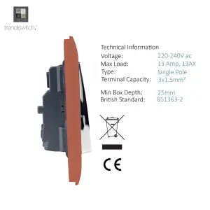 Trendiswitch COPPER 1 Gang 13 Amp Switched Socket