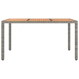 Berkfield Garden Table with Wooden Top Grey Poly Rattan&Solid Wood Acacia