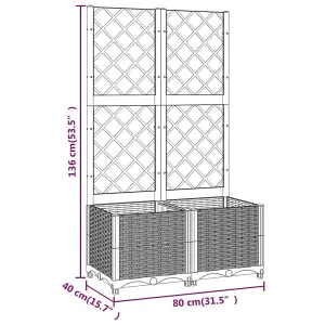 Berkfield Garden Planter with Trellis Black 80x40x136 cm PP