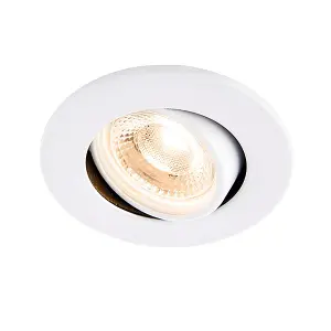 Luminosa Shieldeco Fire Rated Integrated LED Tilt Recessed Light Matt White, Acrylic