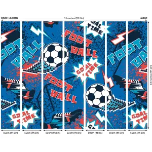 Origin Murals Graphic Pixel Footballs Blue Paste the Wall Mural 350cm wide x 280m high