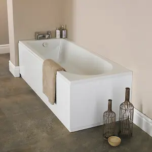 Nes Home 1600mm Standard White Round Single Ended Bath Acrylic