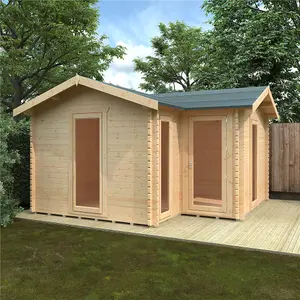 20ft x 16ft (5950mm x 4750mm) Horsforth "The Chester" 44mm L-Shaped Log Cabin With 3 Windows