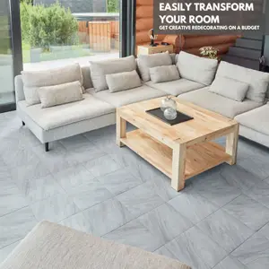 Self-Adhesive Vinyl Floor Tiles - 30 Pack for 30 ft² (2.79 m²) Coverage - Peel & Stick Vinyl Floor Tiles, Grey-White Marble Effect