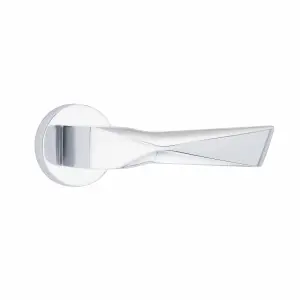 1 Pair Aura Design Door Handles Round Rose Polished Chrome Finish