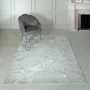 Grey Modern Easy to Clean Abstract Optical/ (3D) Rug For Dining Room Bedroom And Living Room-80cm X 150cm