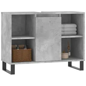 Berkfield Bathroom Cabinet Concrete Grey 80x33x60 cm Engineered Wood