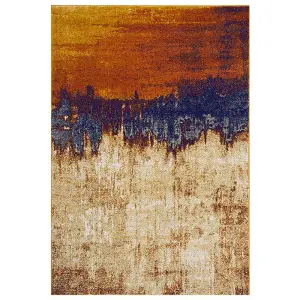 Modern Rug, Funky Rug for Bedroom, Stain-Resistant Abstract DiningRoom Rug, 9mm Thick Orange Rug-160cm X 230cm