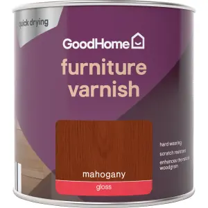 GoodHome Mahogany Gloss Multi-surface Furniture Wood varnish, 250ml