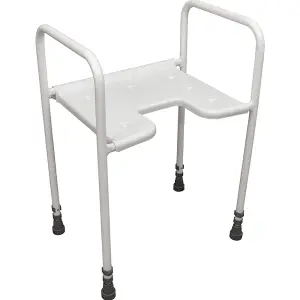 Height Adjustable Bathroom Shower Stool - Front Cutaway - Tubular Steel Frame