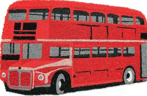 Coco & Coir Door Mats Indoor Non Slip London Bus Design Entrance Welcome Mat 45cm x 75cm ROUTEMASTER