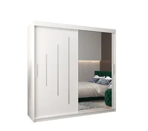 Elegant White York II Sliding Door Wardrobe W2000mm H2000mm D620mm - Mirrored Storage with Silver Handles