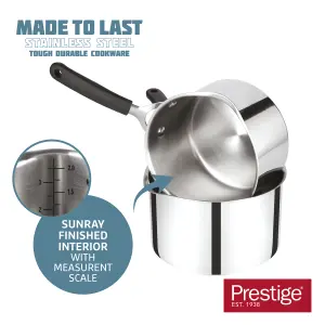 Prestige Made to Last Silver Round Stainless Steel Cookware Set with Soft Grip Silicone Handles Pack of 5