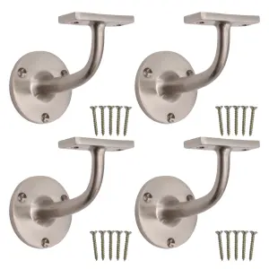 EAI Handrail Bracket Satin Nickel Pack 4 Banister Brackets Stair Banister Wall Handrail 63mm