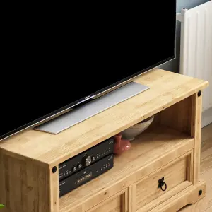 Vida Designs Corona Solid Pine 2 Drawer Flat Screen TV Unit Stand