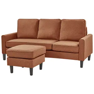 3 Seater Fabric Sofa with Ottoman Golden Brown AVESTA