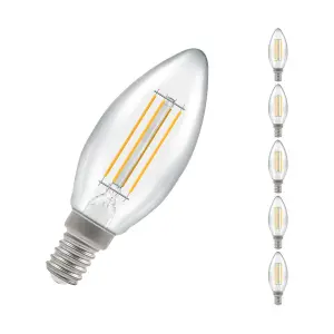 Crompton Lamps LED Candle 5W E14 Dimmable Filament (5 Pack) Cool White Clear (40W Eqv)