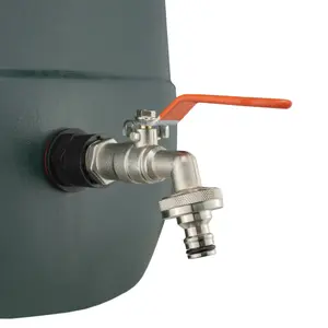 water butt/rain barrel/tank outlet adaptor with metal lever tap,1/2" (requires a 21mm hole)