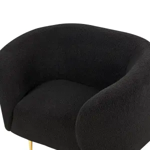 Boucle Living Room Set Black LOEN