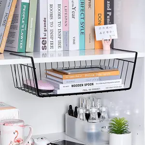 Pack of 2 Under Shelf Storage Basket Storage Organizer for Kitchen Bathroom Office Pantry Cabinet - Under Shelf Hanging Metal