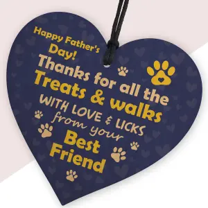 Red Ocean Fathers Day Funny Gifts From The Dog Novelty Wooden Heart Dog Dad Gifts Dog Gifts