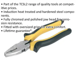 180mm Combination Pliers - Oversized Grip - Corrosion Resistant - Hardened Steel