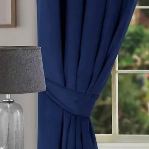 Home Curtains Montreal Soft Velour Tiebacks Navy (PAIR)