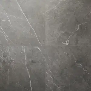 Ultimate Grey Matt Marble effect Porcelain Indoor Wall & floor Tile, Pack of 3, (L)595mm (W)595mm