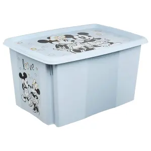 Keeeper Mickey Mouse Turn Around Stackable Box with Lid 45 Litre Cloudy Blue