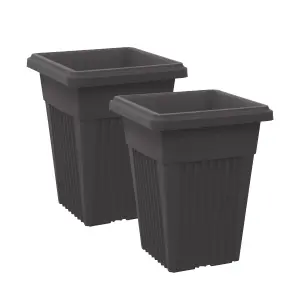 simpa 2PC Black Sovereign Pillar Upright Planters 40cm Dia