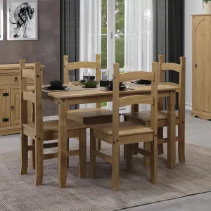 Core Products Corona rectangular dining table & 4 chair set, antique waxed pine