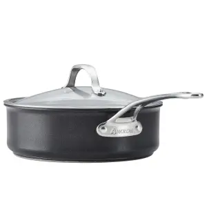 Anolon X SearTech Black Round Aluminium Induction Suitable Dishwasher Safe Non-Stick Saute Pan with Lid