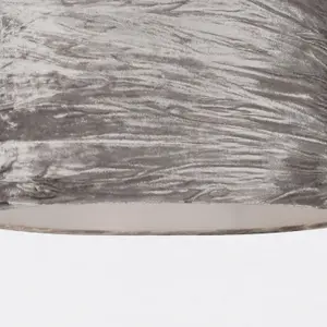 First Choice Lighting Set Of 2 Grey Crushed Velvet Easy Fit Light Shades